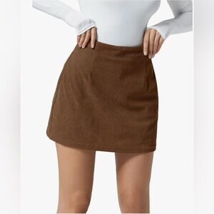 Wenrine Brown Corduroy Mini Skirt XL
